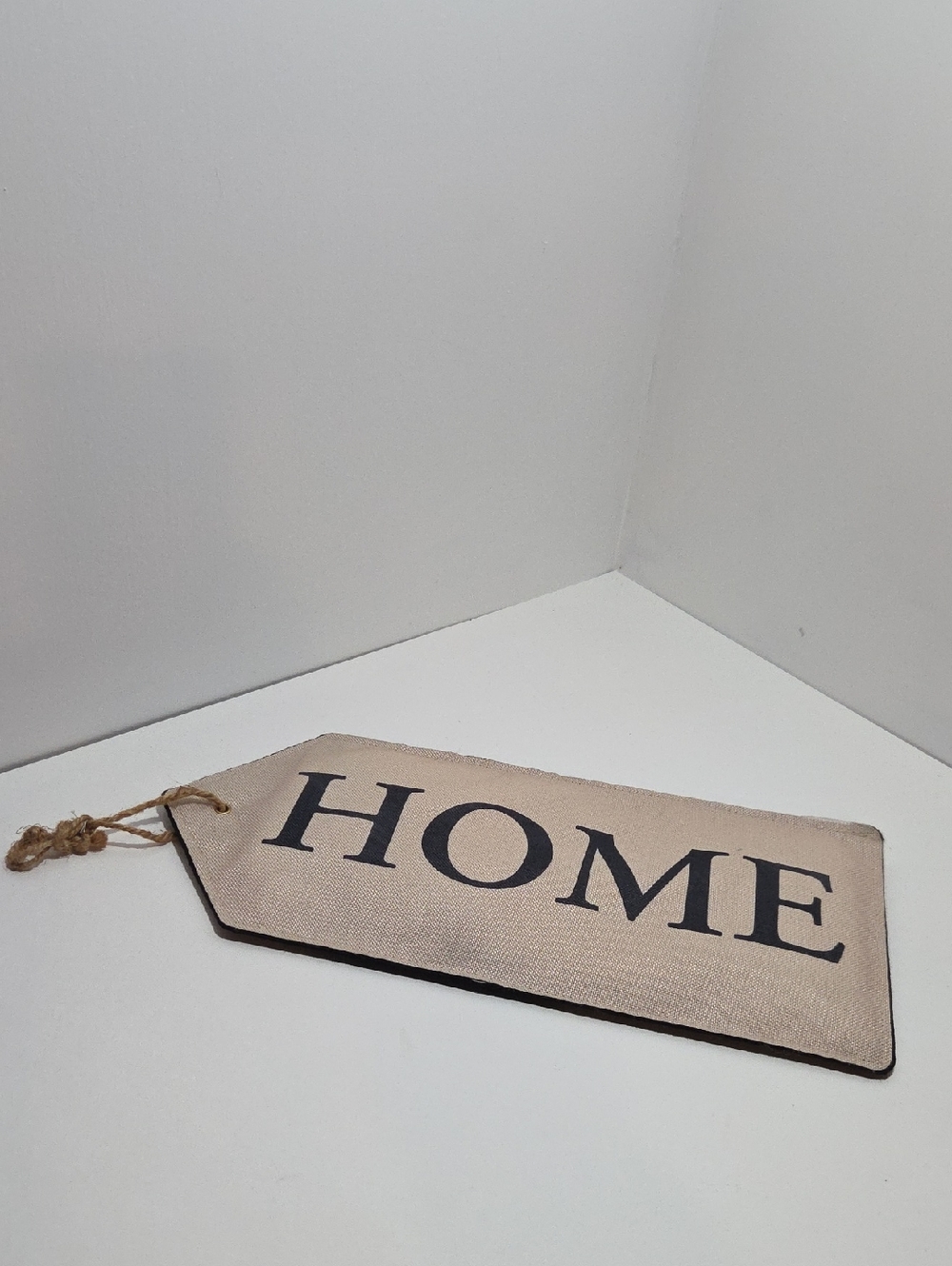 Neutral Beige 'HOME' Burlap Wall Tag - Rustic Home Accent